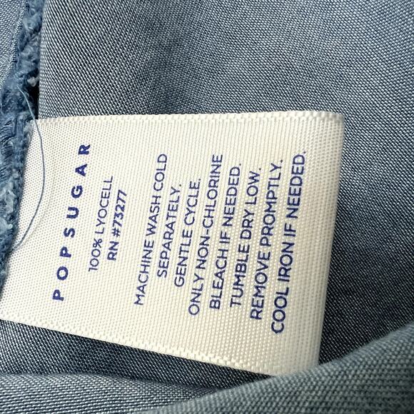 POPSUGAR Chambray Sleeveless Shirt Dress Tie-Waist Button Down Pockets Small - Picture 5 of 6